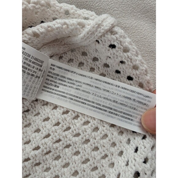 ABERCROMBIE & FITCH Women’s Polo Crochet Button Up Polo White Size S Knit Mesh - Picture 4 of 7